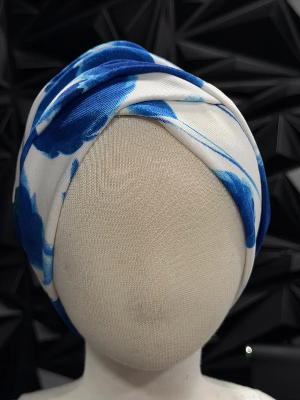 Blue Floral Headwrap Bonnet for Women